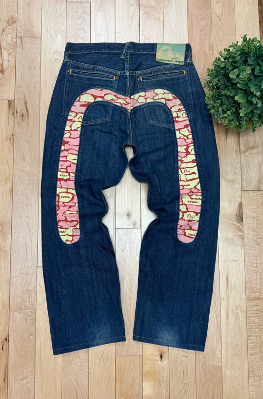 2000s Evisu ‘Pink Brick’ Raw Blue Selvedge Denim