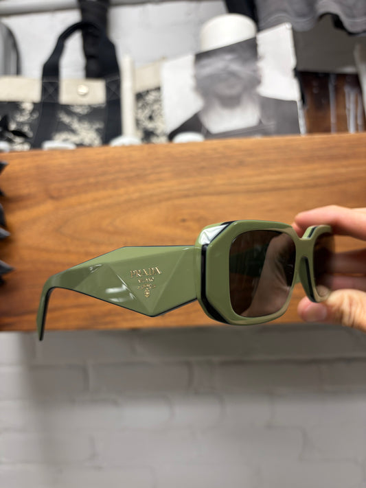 Prada ‘Matcha Green’ Boxy Geometric Frame Rectangular Sunglasses
