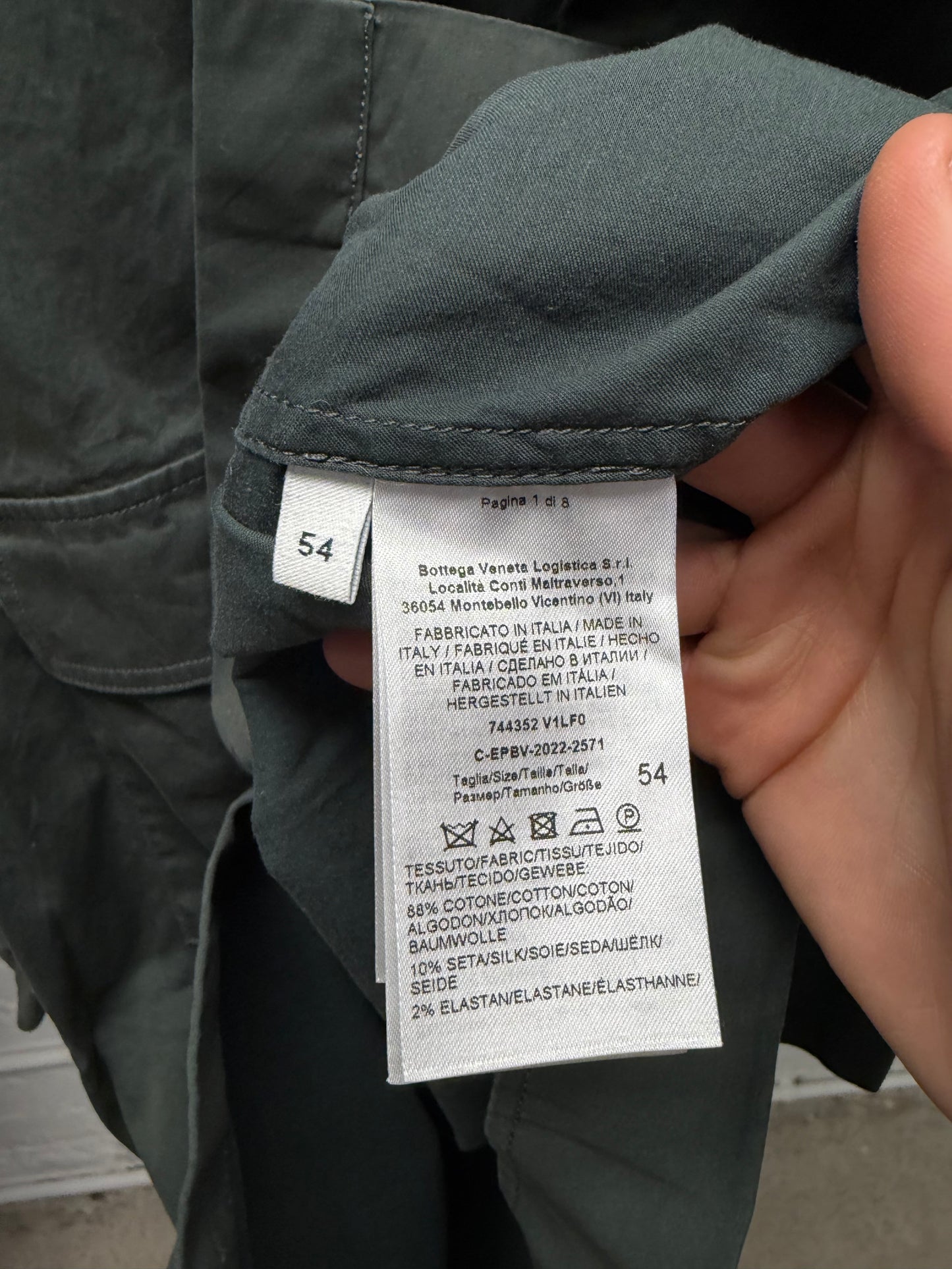 Bottega Veneta Military Green Oversized Collared Short Sleeve Work Shirt