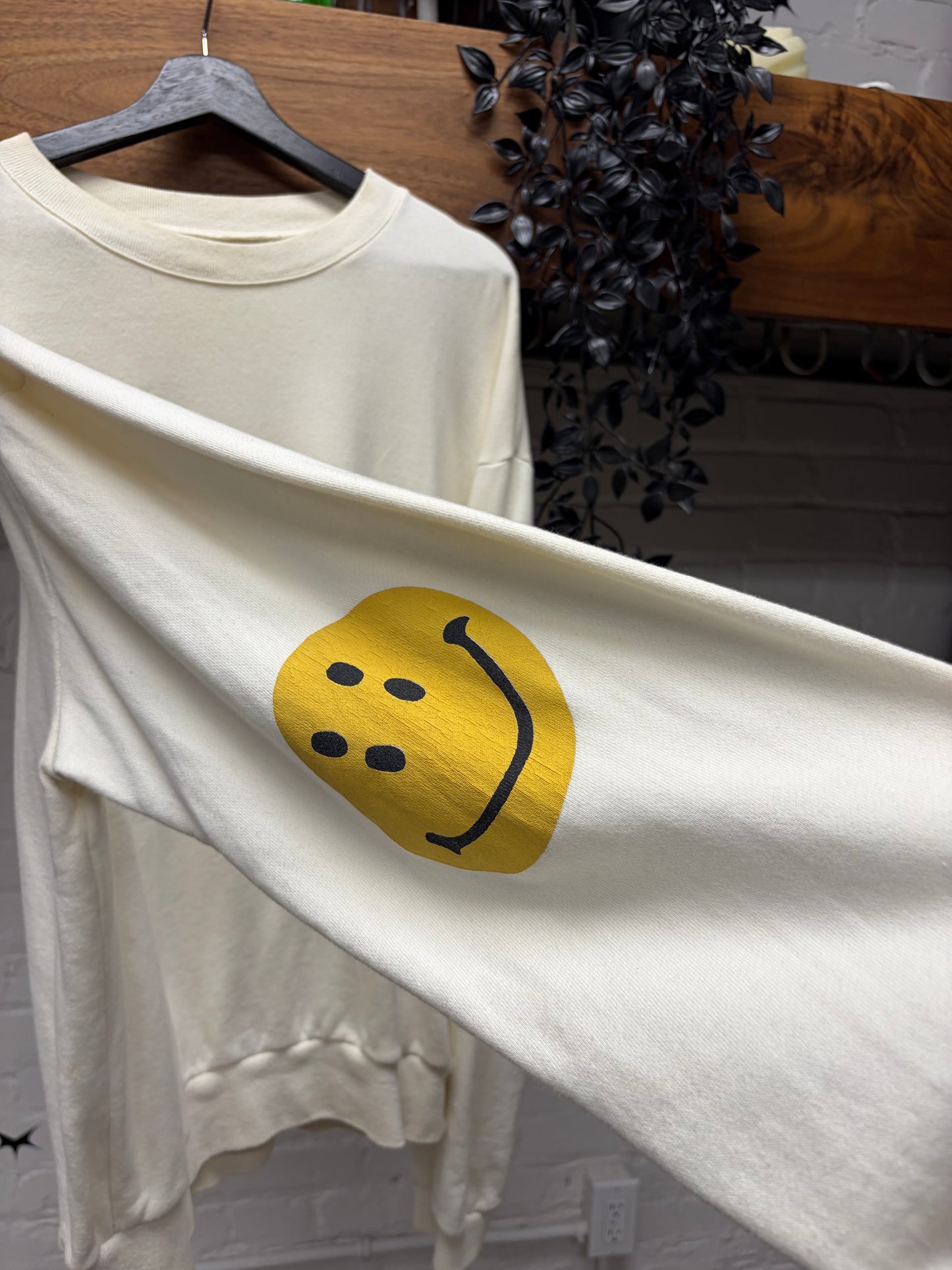 Kapital ‘Smiley’ Cream White Elbow Patch Sweatshirt