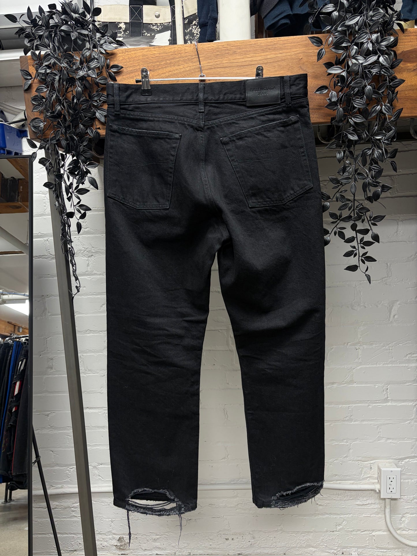 2022 Balenciaga ‘Heelbite’ Washed Black Bootcut Jeans