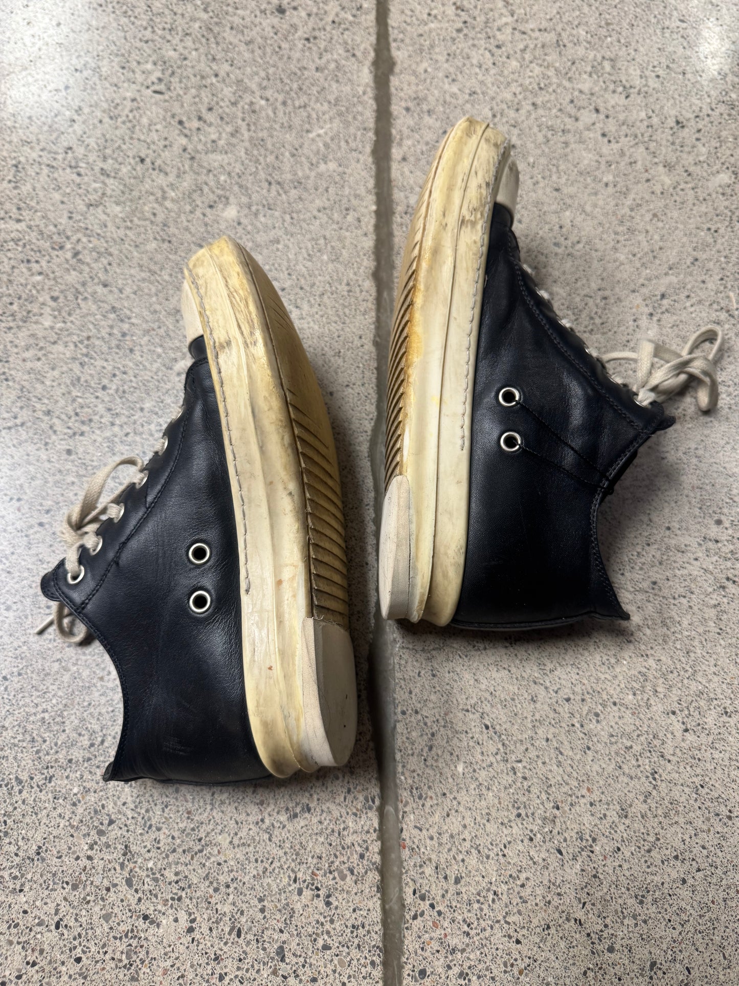 Rick Owens Lambskin Leather ‘Ramones’ Low Top Sneakers