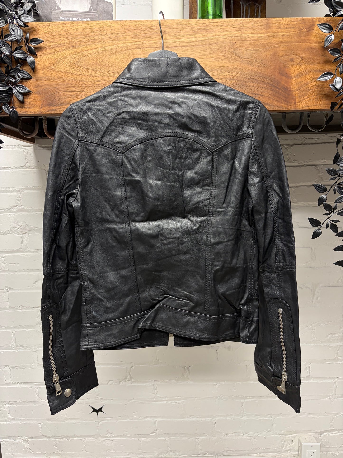 Dolce and Gabbana ‘Mainline’ Black Lambskin Leather Jacket with Silk Liner