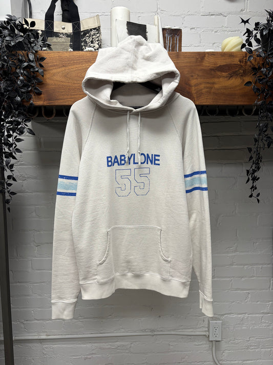 AW2018 Saint Laurent ‘Babylone’ Jersey White Drawstring Hoodie