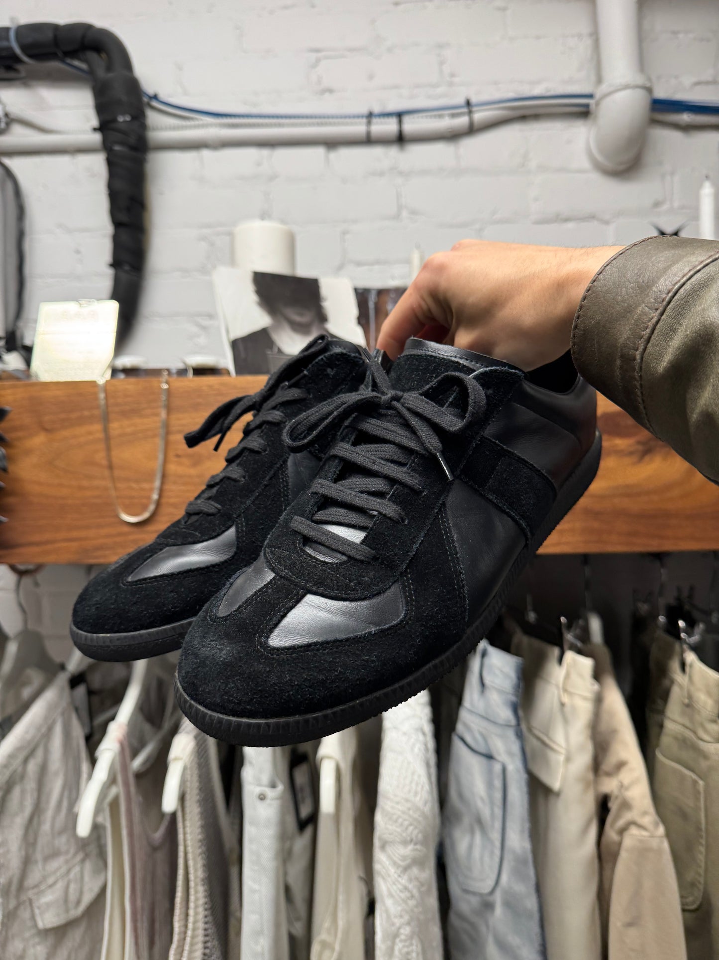 Maison Margiela G.A.T. Black Leather Low Top Sneakers