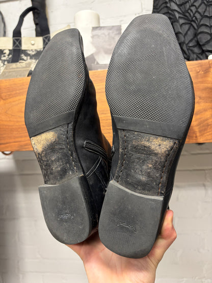 2000s Gucci ‘Horsebit’ Black Pointed Toe Leather Side-Zip Boots
