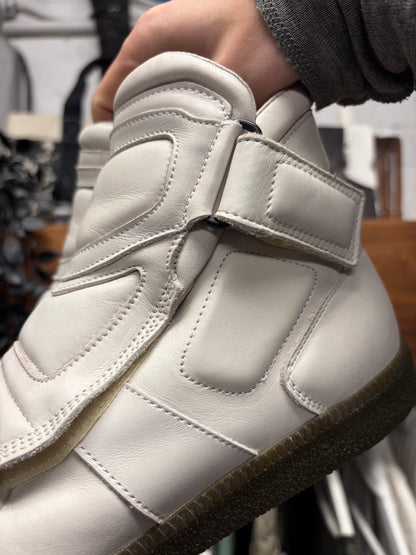 SS2009 Maison Margiela ‘Speed Bike’ White Mid Top Leather Sneakers