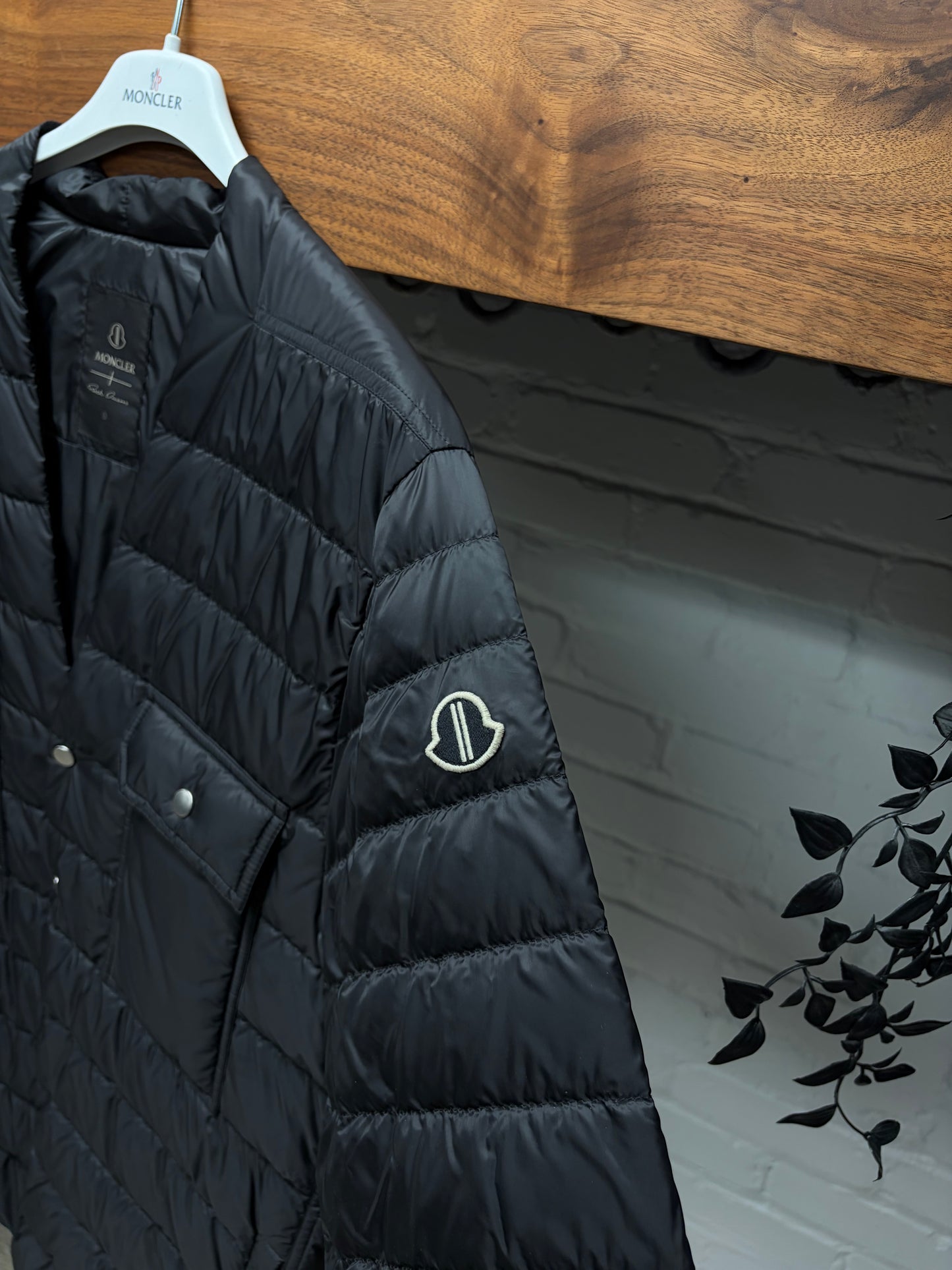 Rick Owens x Moncler Quilted Black Shell Down Filled ‘Outershirt’ with Shoulder Strap