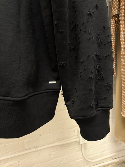 Amiri Cashmere ‘Shotgun Distressed’ Black Zip-Up Hoodie