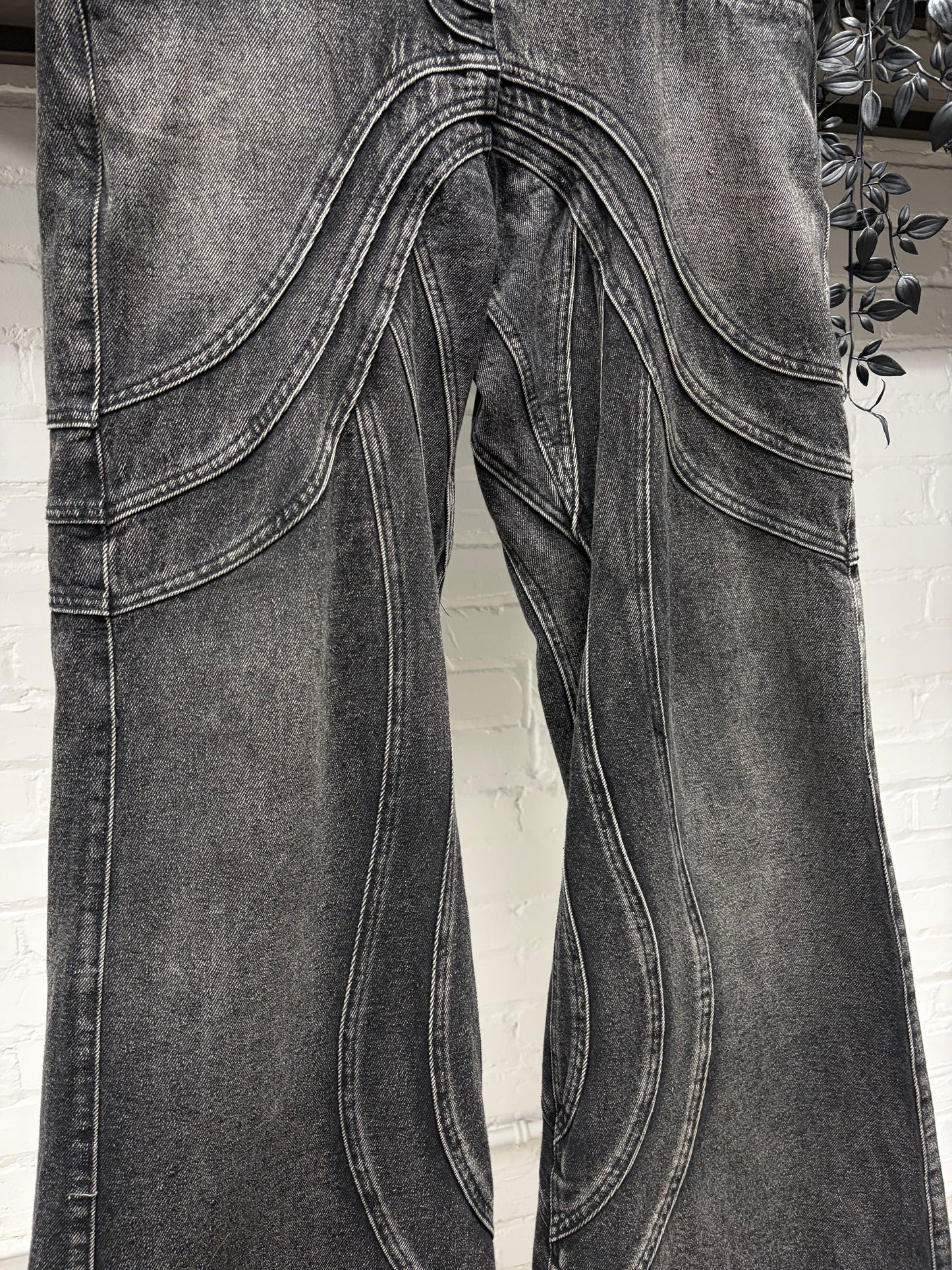 No Faith Studios Heavy Black ‘Wave’ Flared Leg Denim