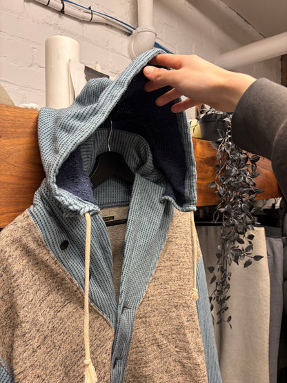 Kapital Indigo Blue Two Tone Button Closure Hoodie