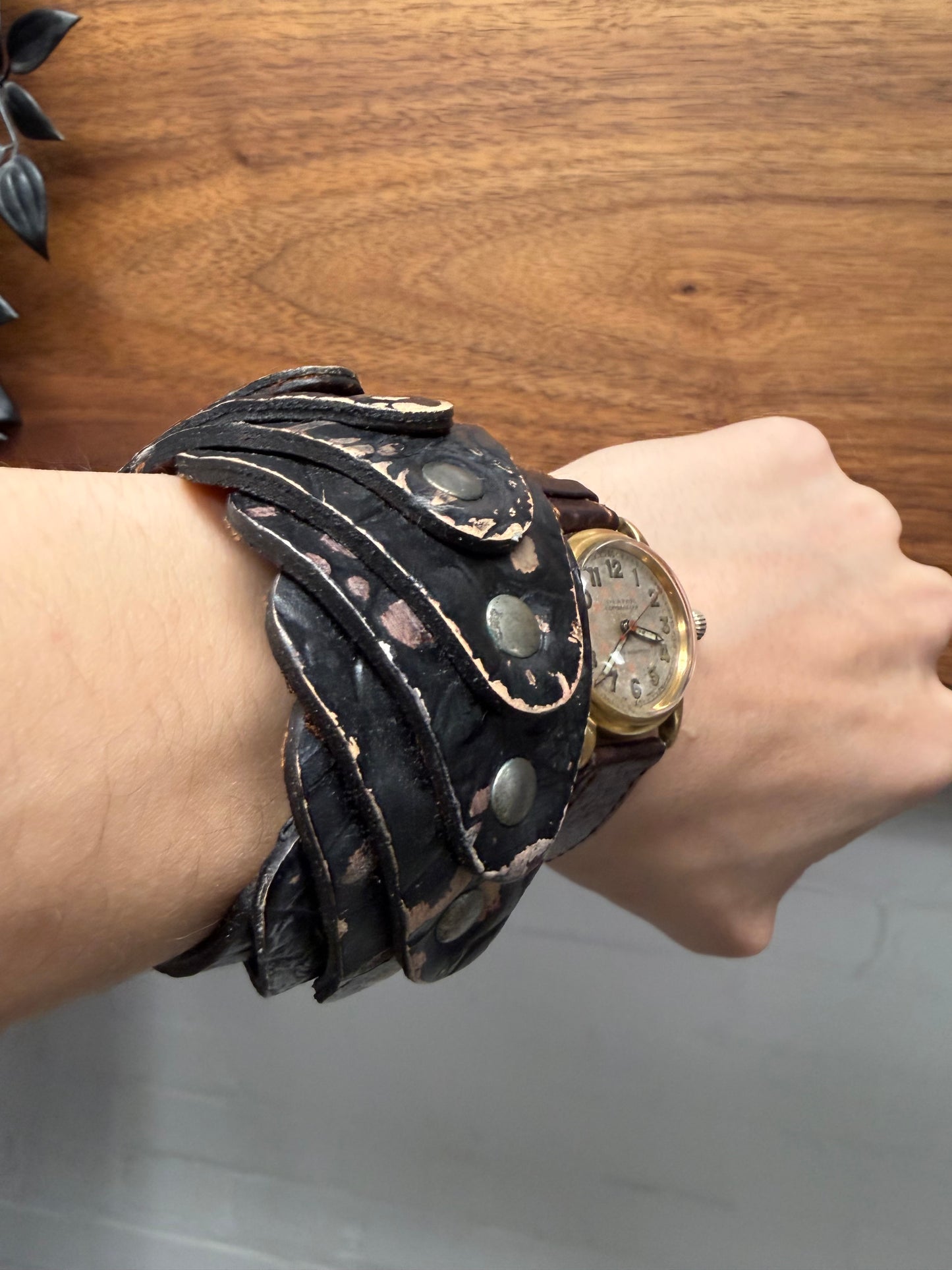 Maison Martin Margiela ‘Leather Scales’ Stacked Snap Bracelet