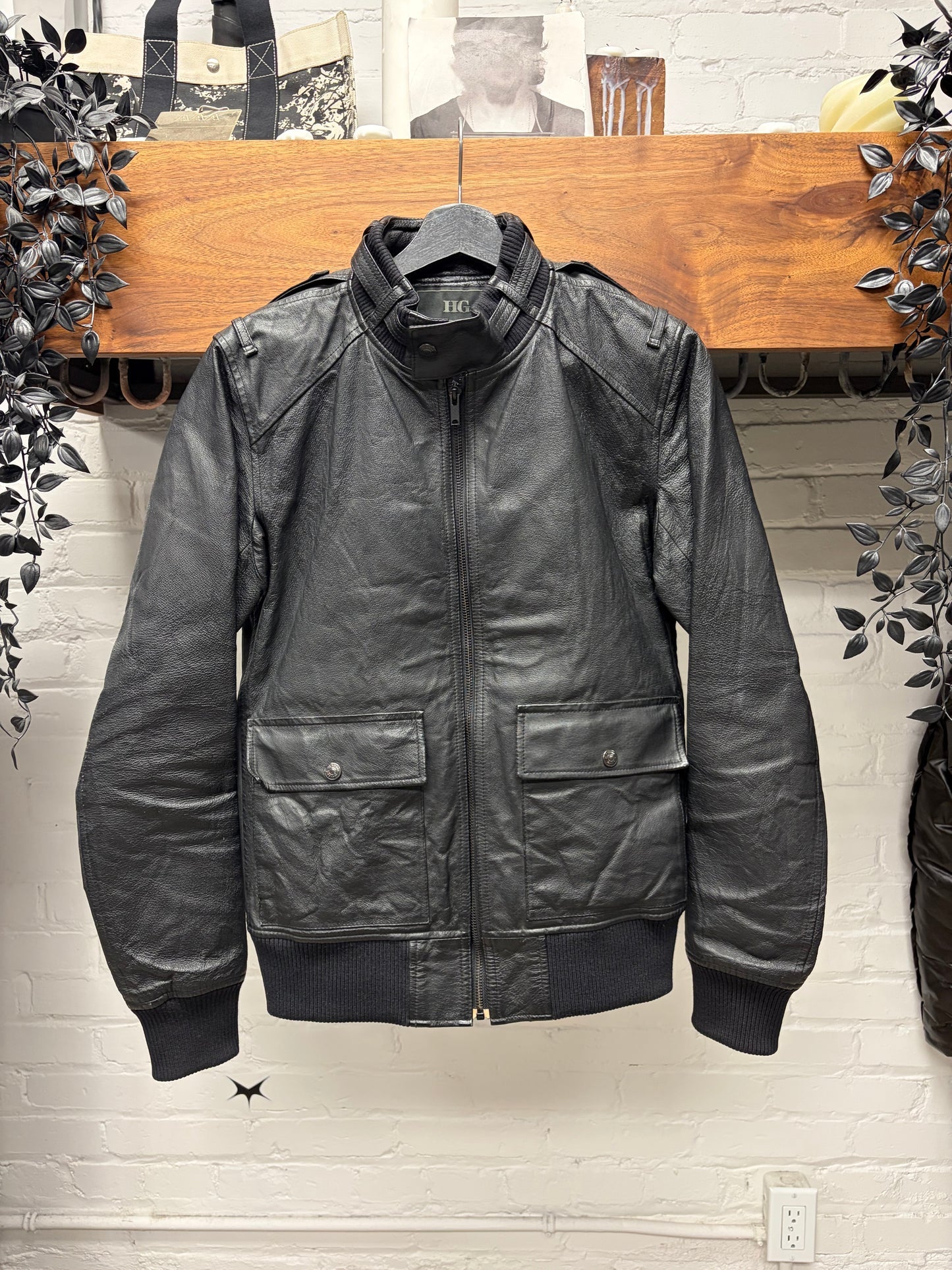 Hysteric Glamour Black Calfskin Leather Moto-Jacket