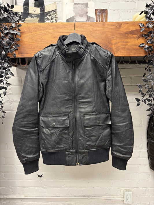 Hysteric Glamour Black Calfskin Leather Moto-Jacket