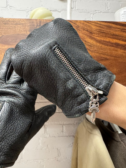 Chrome Hearts ‘Dagger Zip’ Lambskin Leather Gloves