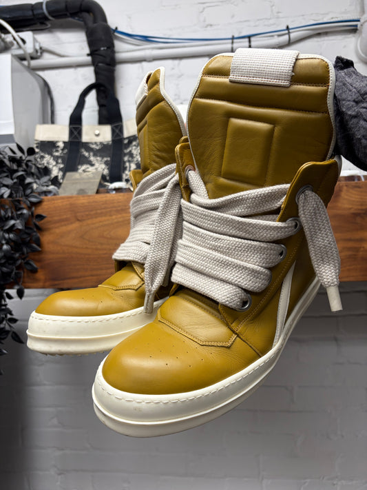 Rick Owens ‘Sulphate’ Geobasket Jumbo Lace Leather High Top Sneakers