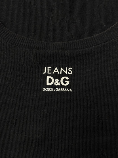 Dolce & Gabbana Ribbed Black Tank Top