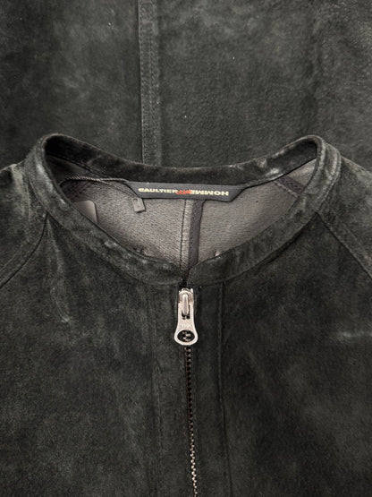 Vintage 90s Jean Paul Gaultier Black Suede Moto-Jacket