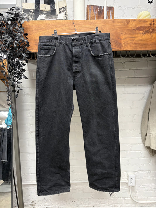2022 Balenciaga Washed Black ‘Straight Cut’ Heelbite Denim