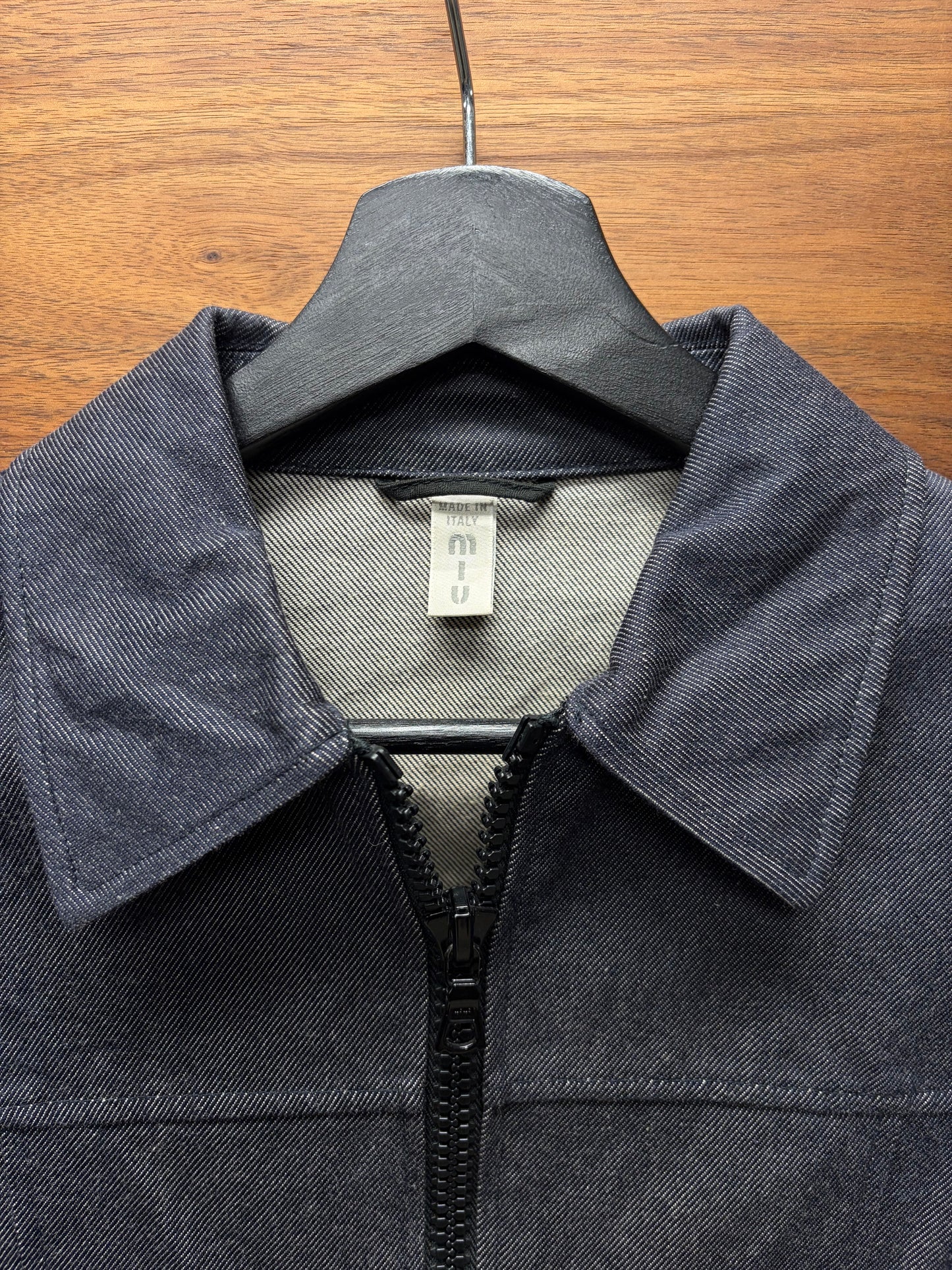 Vintage Miu Miu Denim Trucker Jacket with Zipper Detachable Sleeves