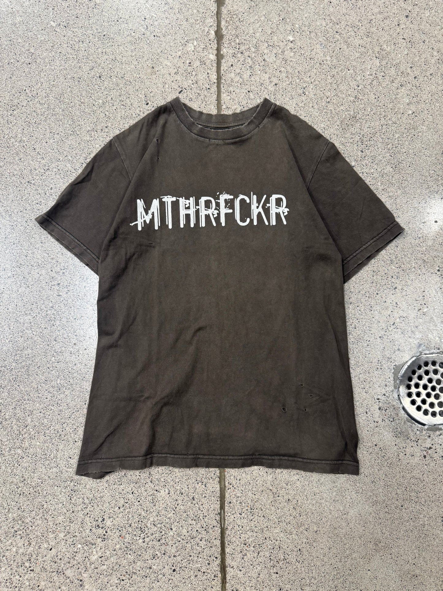 SS2004 Number (N)ine ‘Motherfucker’ Distressed Brown T-Shirt’