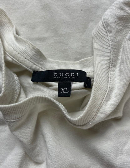 2007 Gucci Chenille Logo White/Red Graphic T-Shirt