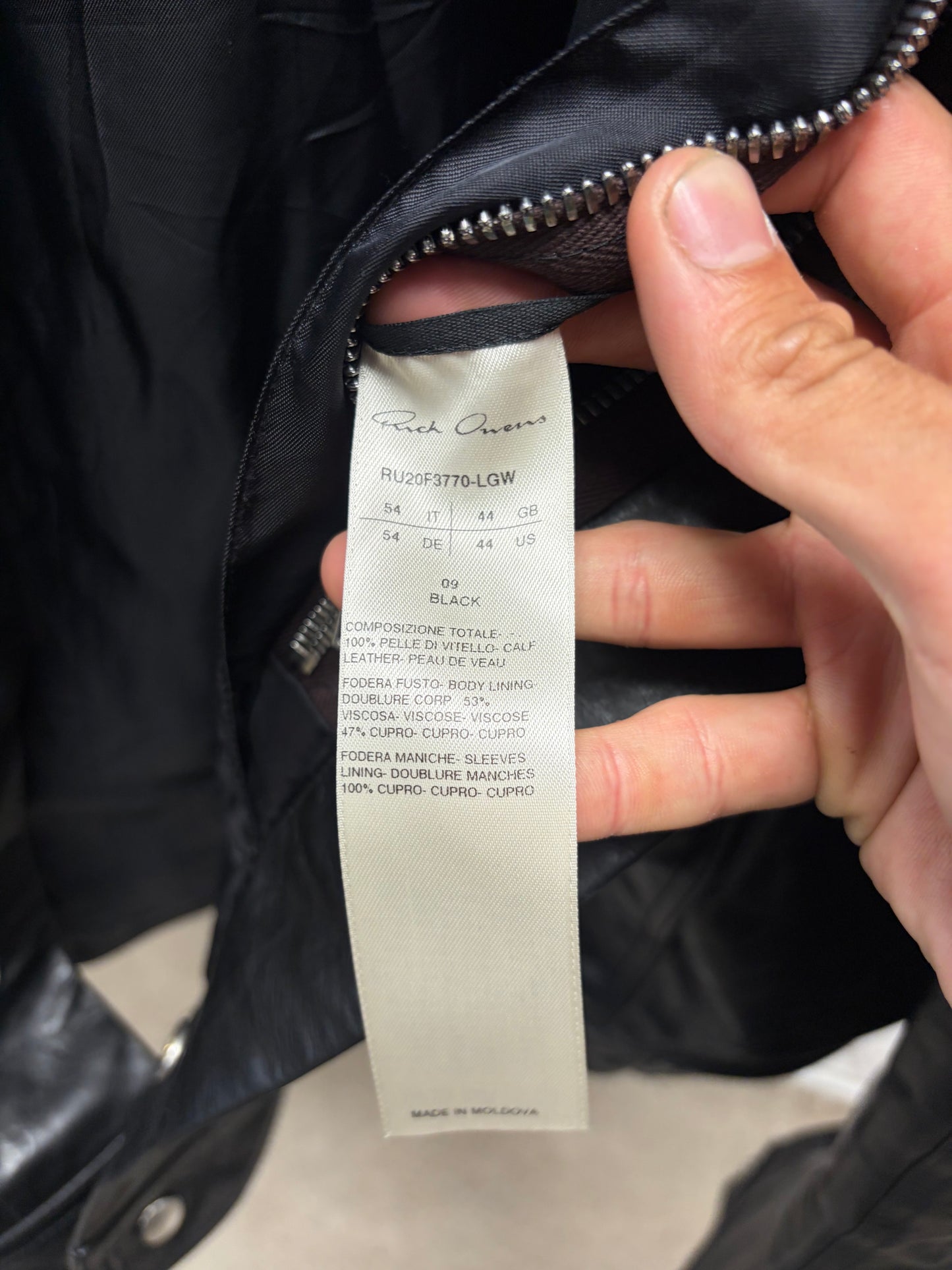 AW2020 Rick Owens ‘Performa’ Black Calfskin Leather Trucker Jacket