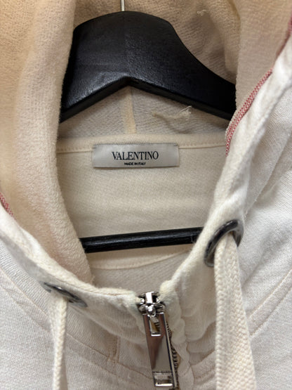 Valentino Beaded ‘Badge Logo’ Muslin Cotton Zip-Up Hoodie