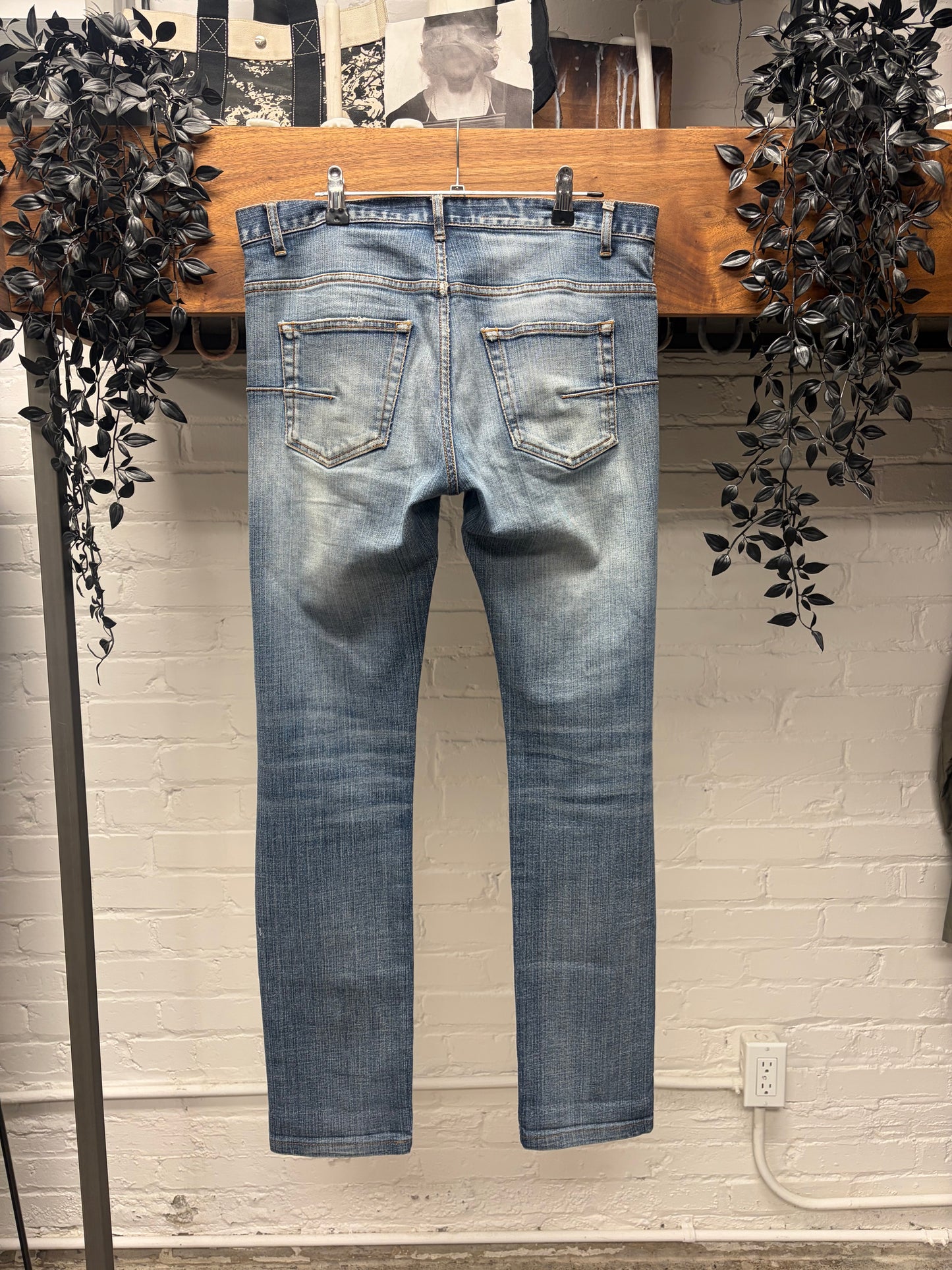 AW2011 Dior Homme ‘Enfold/Unfold’ Distressed Blue Skinny Jeans
