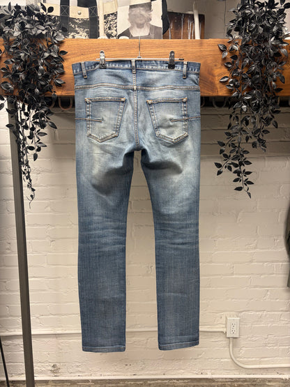 AW2011 Dior Homme ‘Enfold/Unfold’ Distressed Blue Skinny Jeans