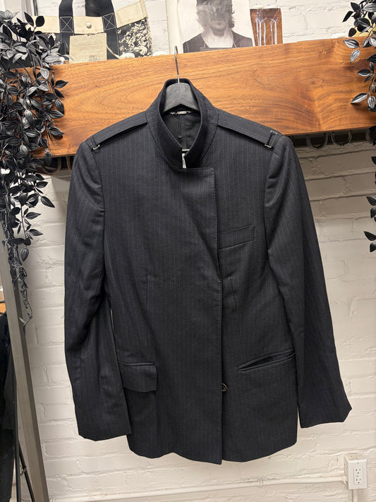 Vintage Gucci by Tom Ford High Neck Cotton Pinstripe Blazer/Straight Jacket