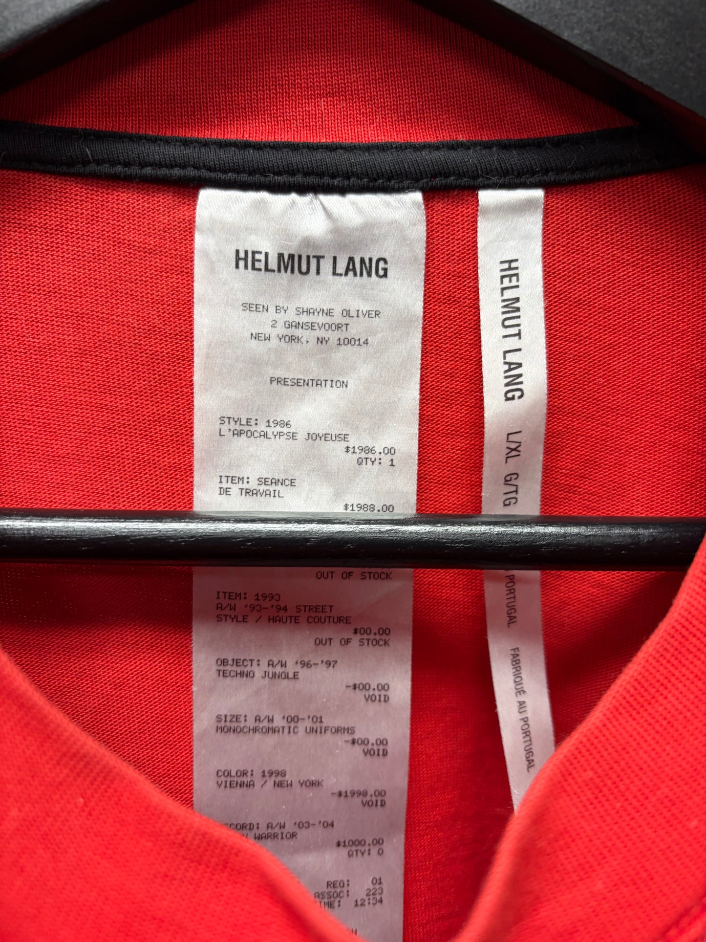 Helmut Lang by Shayne Oliver Red/Black Oversized Logo T-Shirt
