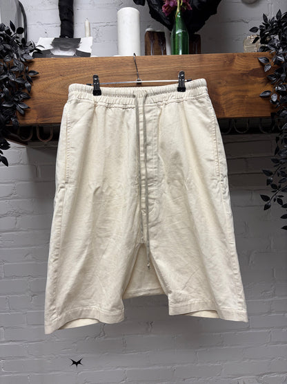 SS2022 Rick Owens ‘Fogachine’ Milk Drop Crotch Drawstring Shorts