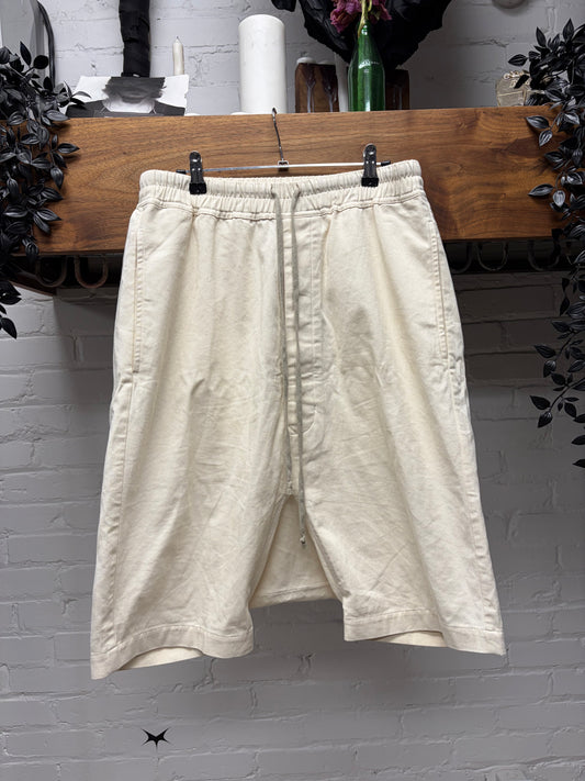 SS2022 Rick Owens ‘Fogachine’ Milk Drop Crotch Drawstring Shorts
