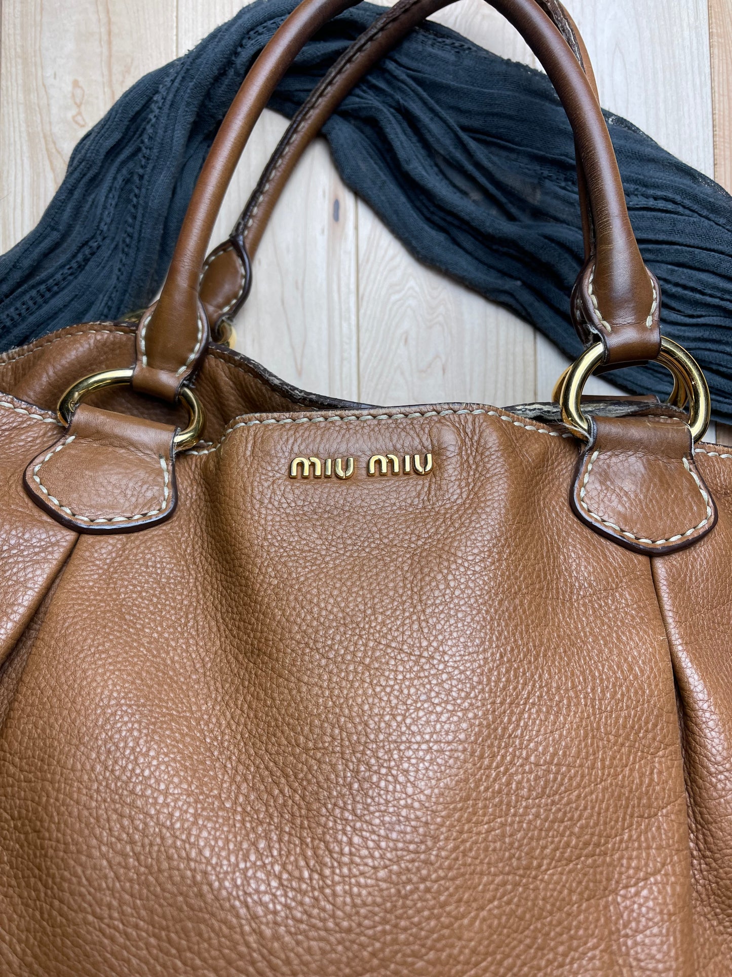 Miu Miu Jumbo Brown Leather Tote/Shoulder Bag