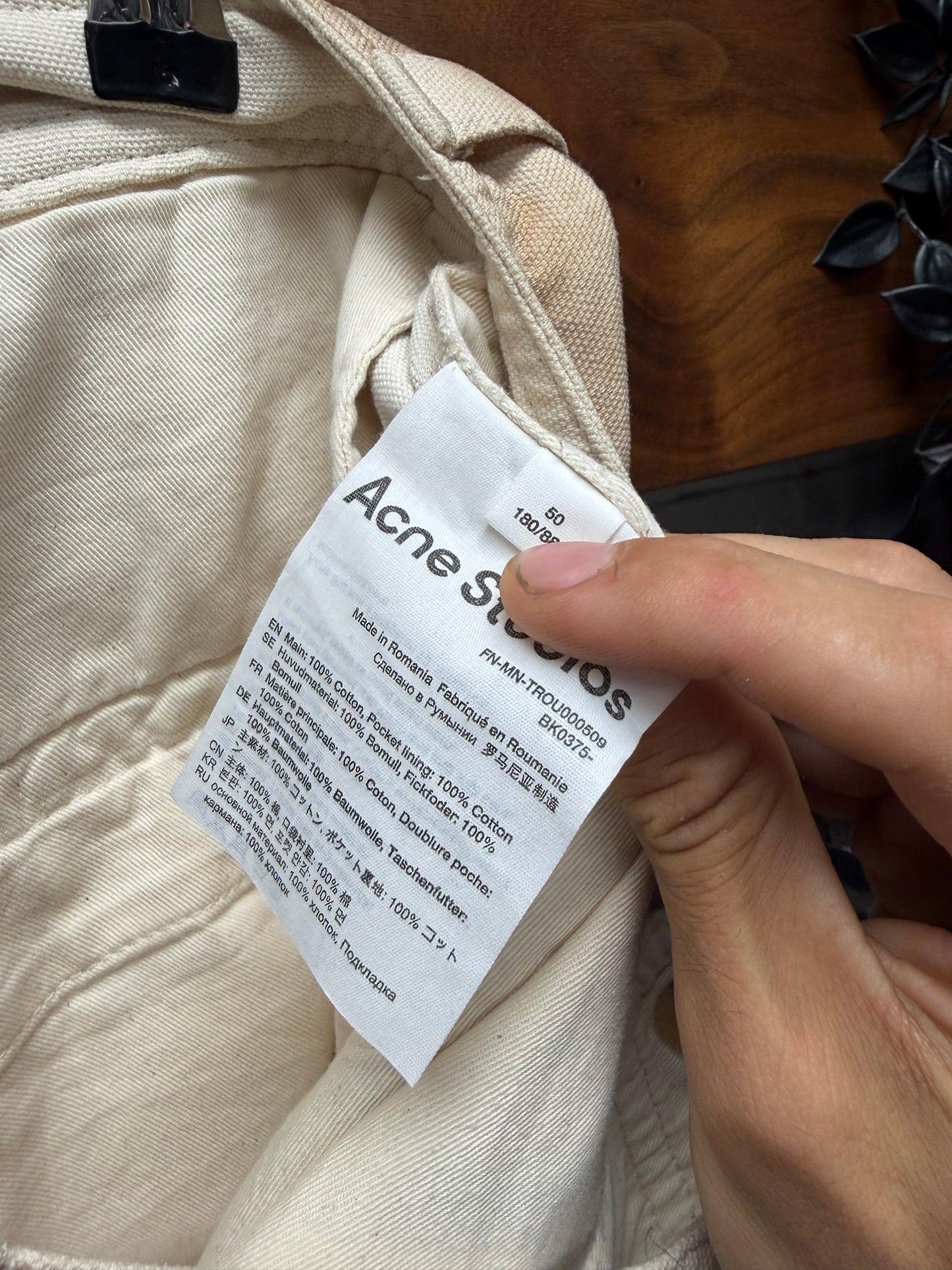 Acne Studios ‘Gradient Dirt Wash’ Cream Cargo Denim