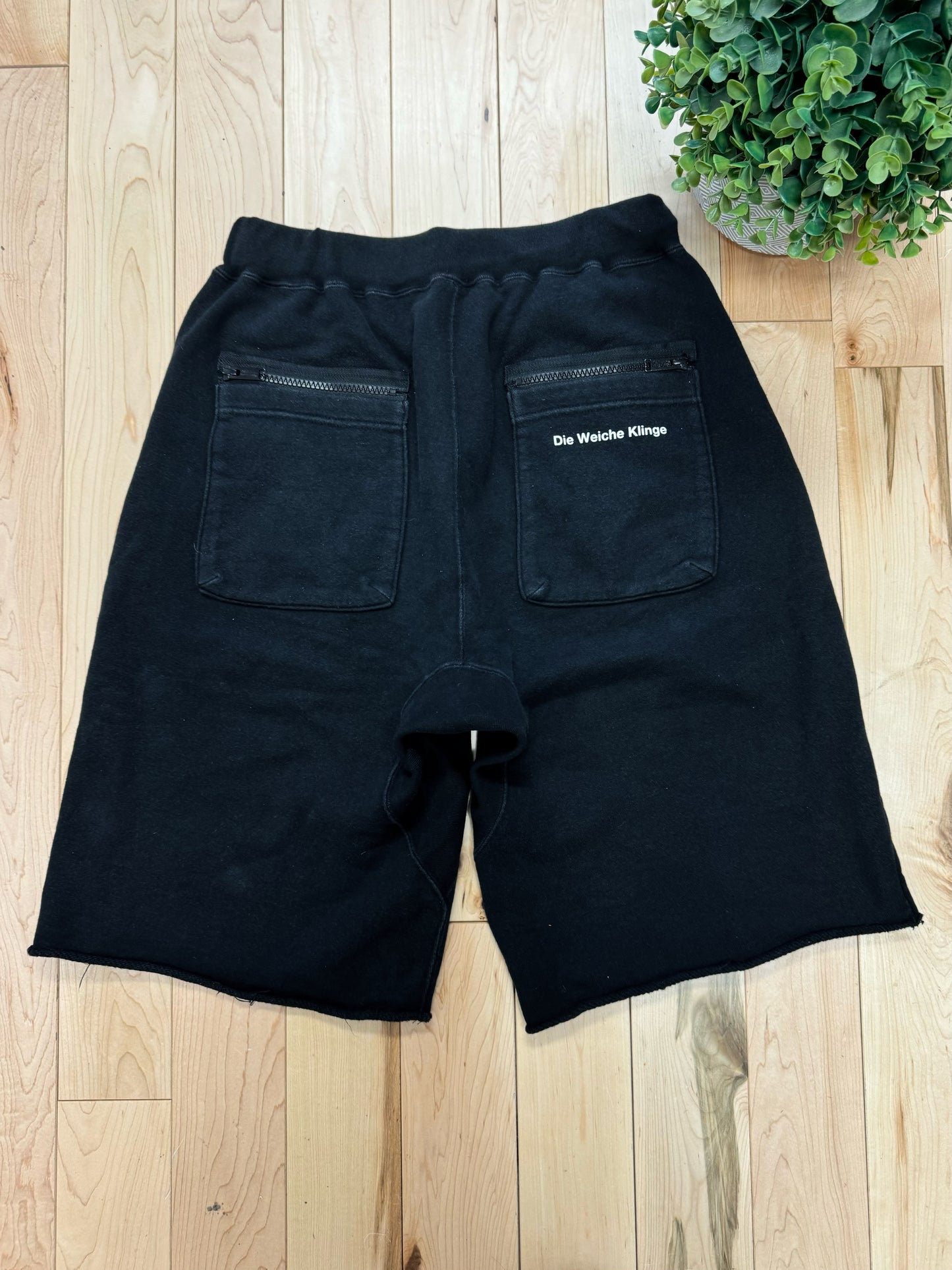 Spring Summer 2018 Undercover ‘Arabic’ Drawstring Black Shorts