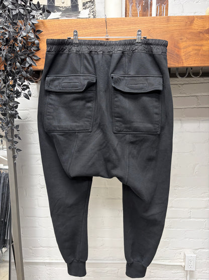 Rick Owens Drop Crotch Black Drawstring Sweatpants