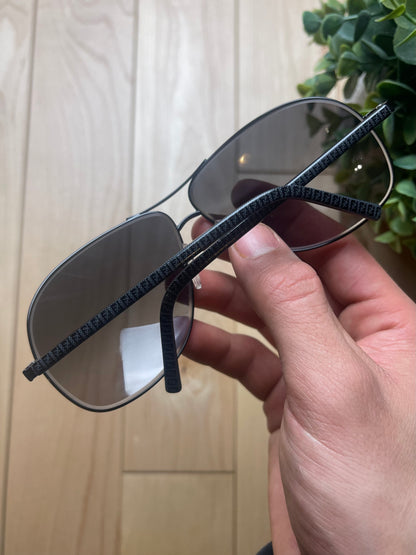 Fendi Zucca Monogram FF Black Aviator Sunglasses