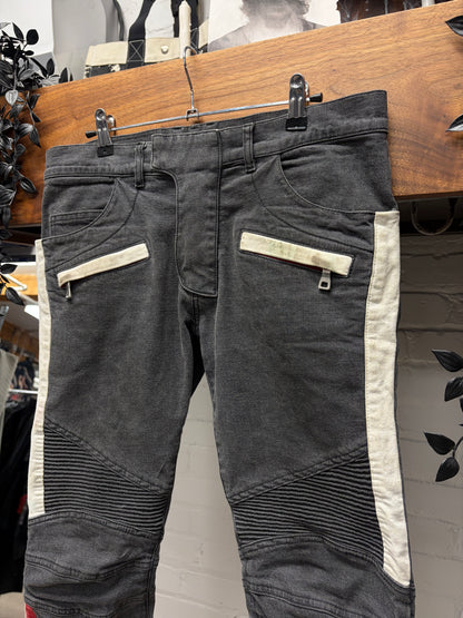Balmain Dirty Black Biker Knee Skinny Jeans