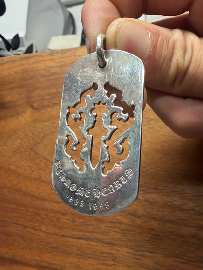 Chrome Hearts ‘Vine/Dagger’ Cutout 925 Silver Dog-Tag Pendant