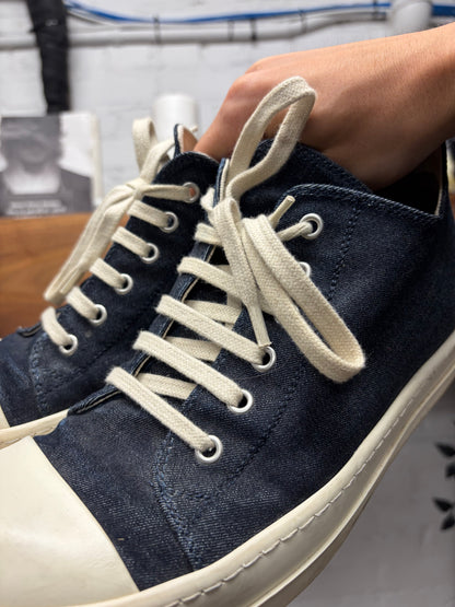 Rick Owens Raw Blue Denim ‘Ramones’ Low Top Sneakers