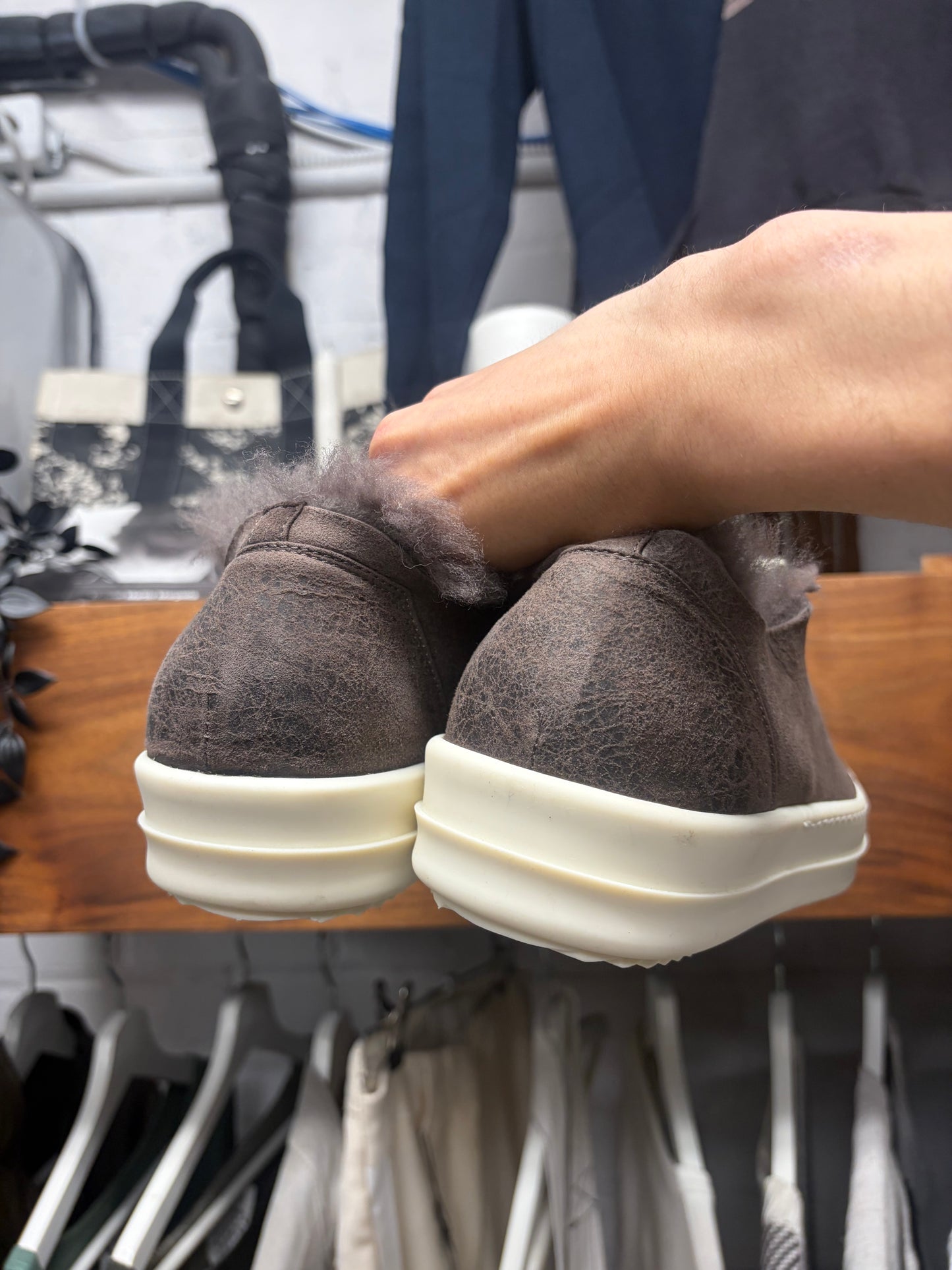 AW2025 Rick Owens DrkDust ‘Minimal Vintage Sneakers’ With Shearling Liner