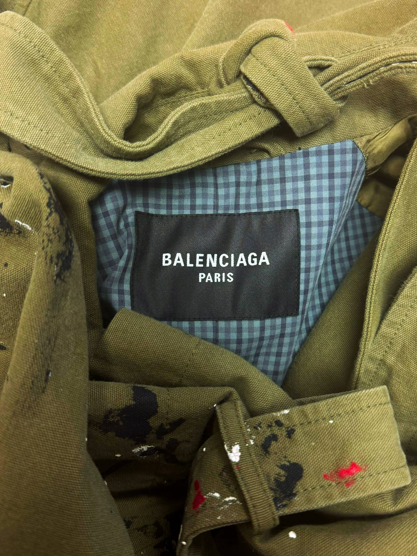 SS2022 Balenciaga ‘Artist’ Painted Military Canvas Trench Coat