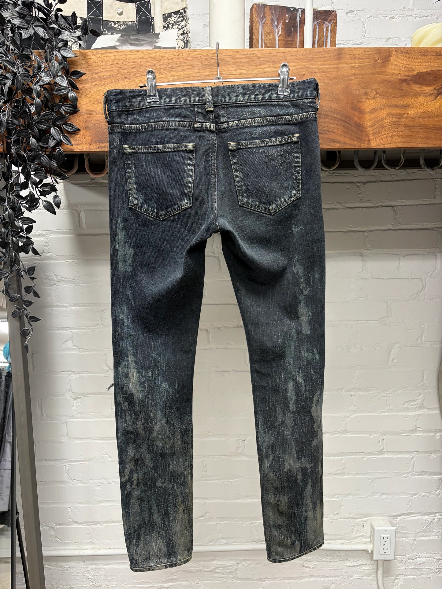 2014 Saint Laurent by Hedi Slimane ‘Oil Spill’ D02 Distressed Crash Skinny Jeans