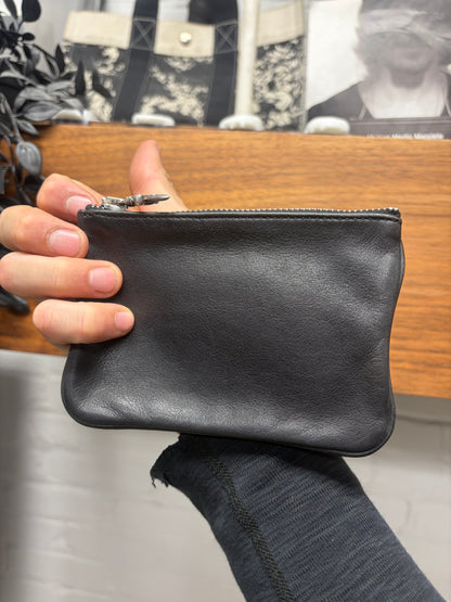 Chrome Hearts Black Leather Cross Patch Dagger Zip Wallet