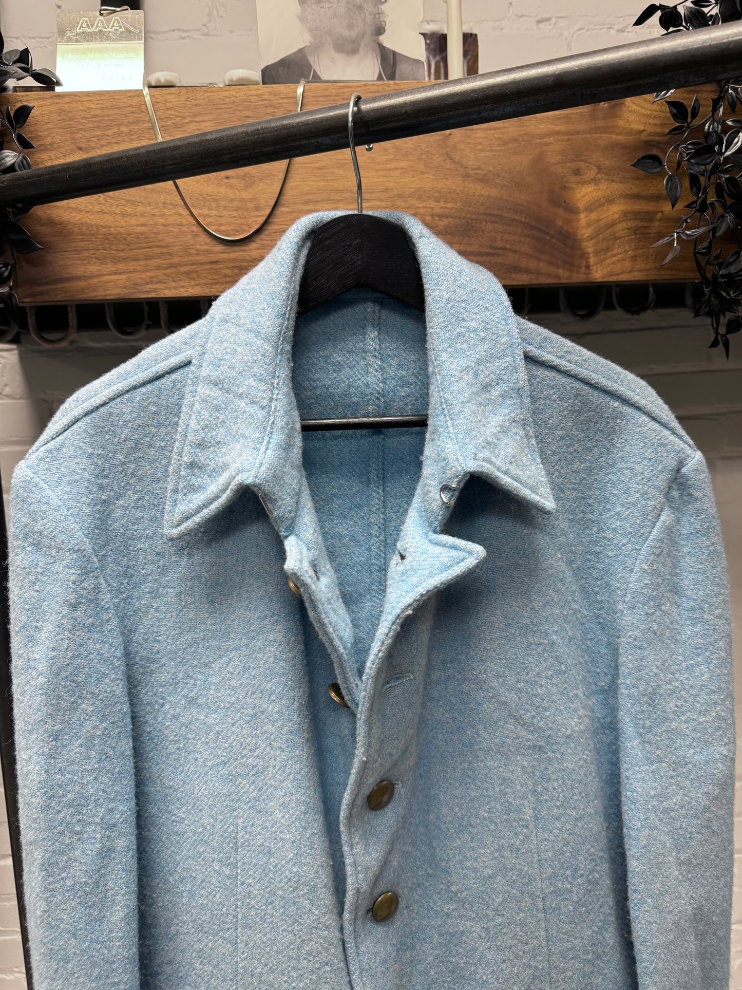 Vintage 90s Yohji Yamamoto Pour Homme Mainline ‘Baby Blue’ Wool Coat
