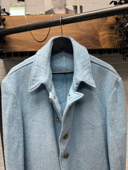 Vintage 90s Yohji Yamamoto Pour Homme Mainline ‘Baby Blue’ Wool Coat
