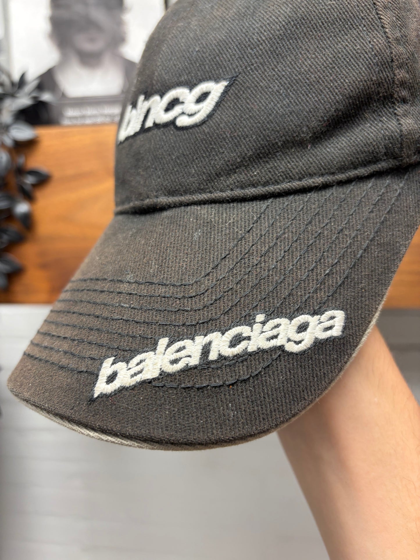 Balenciaga ‘Speed Logo’ Sun-Faded Black Baseball Hat
