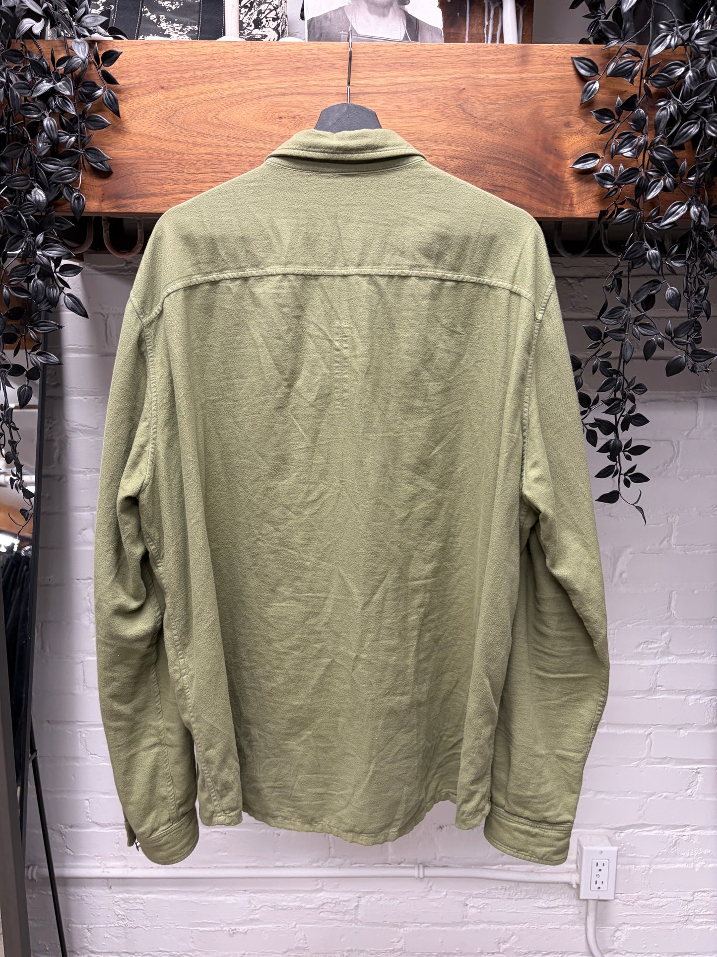 Rick Owens DRKSHDW ‘Sage’ Green Collared Work Shirt